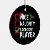 Leuke Ondeugende Lacrosse Speler Kerstlijst Keramisch Ornament (Rechts)