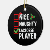 Leuke Ondeugende Lacrosse Speler Kerstlijst Keramisch Ornament (Links)