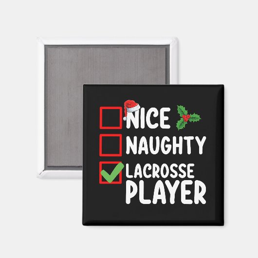 Leuke Ondeugende Lacrosse Speler Kerstlijst Magneet (Voorkant / Achterkant)