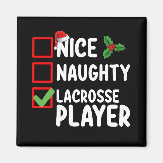 Leuke Ondeugende Lacrosse Speler Kerstlijst Magneet (Voorkant)