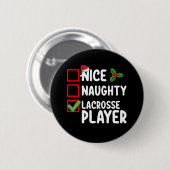 Leuke Ondeugende Lacrosse Speler Kerstlijst Ronde Button 5,7 Cm (Voorkant /achterkant)