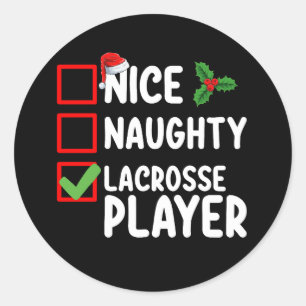 Leuke Ondeugende Lacrosse Speler Kerstlijst Ronde Sticker