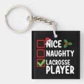 Leuke Ondeugende Lacrosse Speler Kerstlijst Sleutelhanger (Voorkant)
