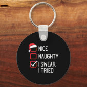 Leuke ondeugende lijst Ik zweer dat ik kerst 1 heb Sleutelhanger (Voorkant)