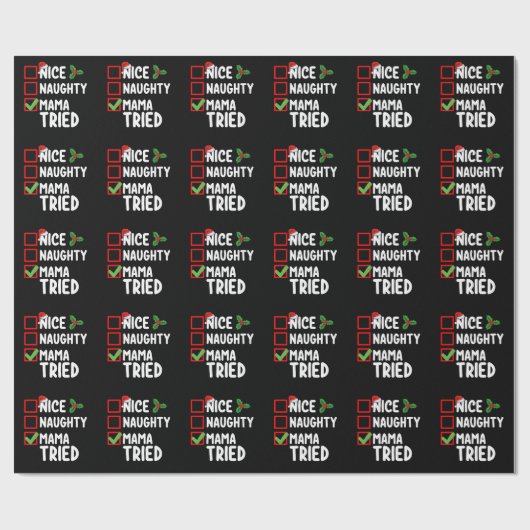 Leuke ondeugende mama geprobeerd kerstlijst vakant cadeaupapier (Vlak)