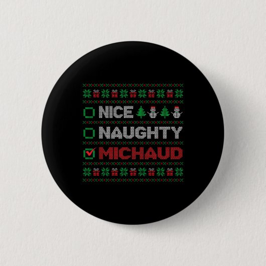 Leuke Ondeugende MICHAUD Kerstlijst Lelijk Ronde Button 5,7 Cm (Voorkant)