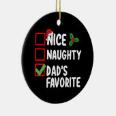 Leuke ondeugende papa's favoriete kerstlijst famil keramisch ornament (Rechts)