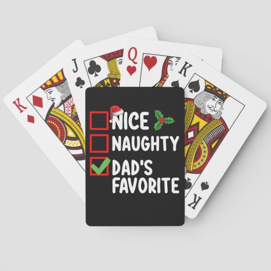 Leuke ondeugende papa's favoriete kerstlijst famil pokerkaarten (Achterkant)