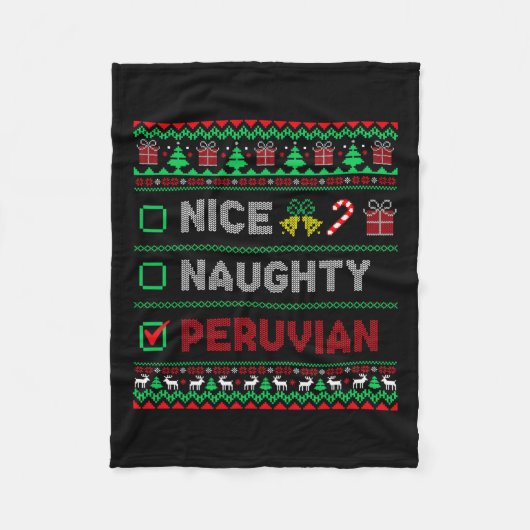 Leuke Ondeugende Peruaanse Kerstmis Checklist Peru Fleece Deken (Voorkant)