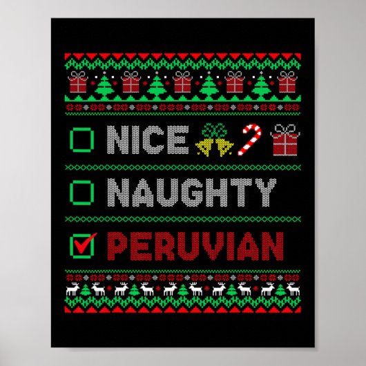 Leuke Ondeugende Peruaanse Kerstmis Checklist Peru Poster (Voorkant)