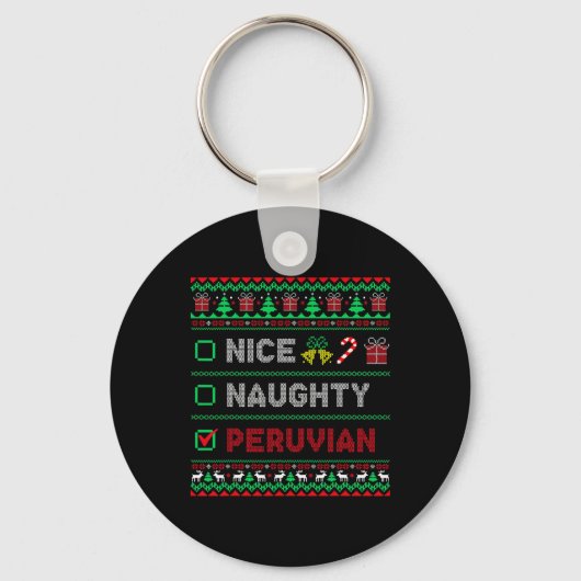 Leuke Ondeugende Peruaanse Kerstmis Checklist Peru Sleutelhanger (Voorkant)