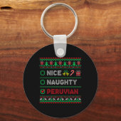 Leuke Ondeugende Peruaanse Kerstmis Checklist Peru Sleutelhanger (Voorkant)
