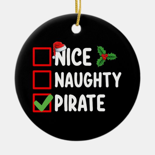 Leuke Ondeugende Pirate Familie Matching Kerstlijs Keramisch Ornament (Voorkant)