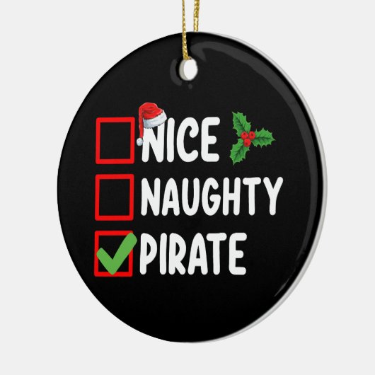 Leuke Ondeugende Pirate Familie Matching Kerstlijs Keramisch Ornament (Links)