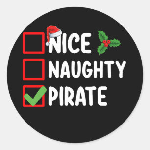 Leuke Ondeugende Pirate Familie Matching Kerstlijs Ronde Sticker