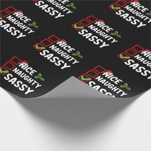 Leuke Ondeugende Sassy Kerstlijst Santa Holiday Cadeaupapier (Hoek)