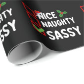 Leuke Ondeugende Sassy Kerstlijst Santa Holiday Cadeaupapier (Rol Hoek)