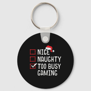 Leuke ondeugende te drukke gaming kerstlijst sleutelhanger