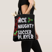 Leuke ondeugende voetballer kerstvakantie tote bag (Dichtbij)