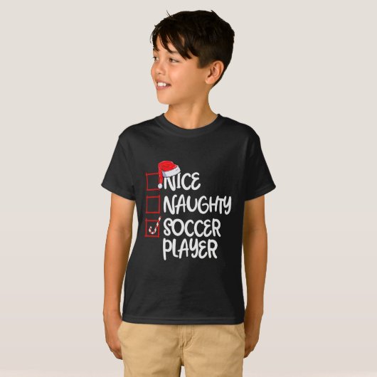 Leuke Ondeugende Voetbalspeler Leuk Voetbal Kerstm T-shirt (Voorkant volledig)