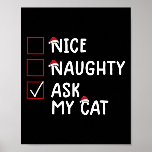 Leuke ondeugende vraag kat Schattigee kerst Poster (Voorkant)