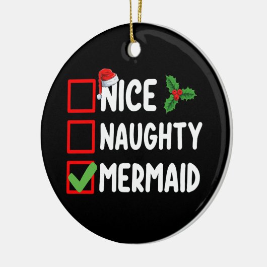Leuke Ondeugende Zeemeermin Kerstlijst Familie Vak Keramisch Ornament (Links)