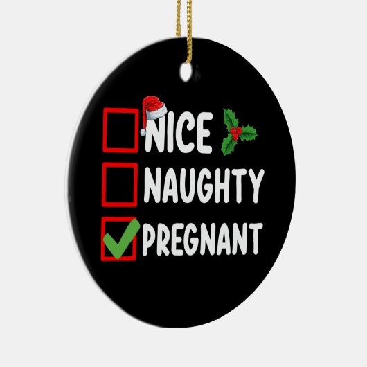 Leuke ondeugende zwangere kerstlijst Zwangerschap Keramisch Ornament (Rechts)