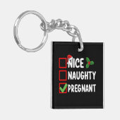 Leuke ondeugende zwangere kerstlijst Zwangerschap Sleutelhanger (Voorkant Links)