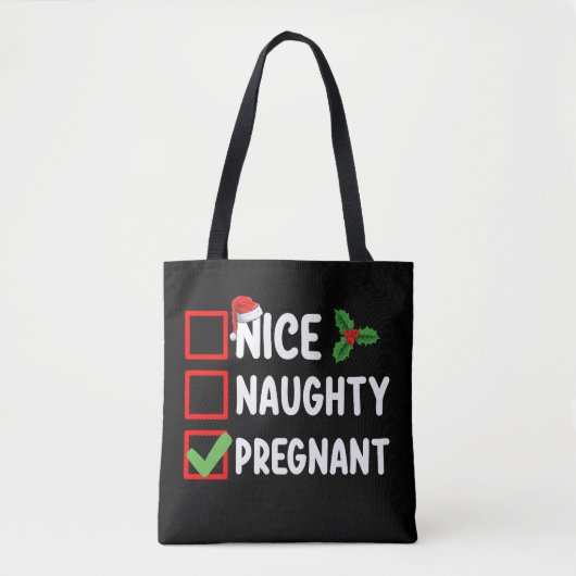 Leuke ondeugende zwangere kerstlijst Zwangerschap Tote Bag (Voorkant)