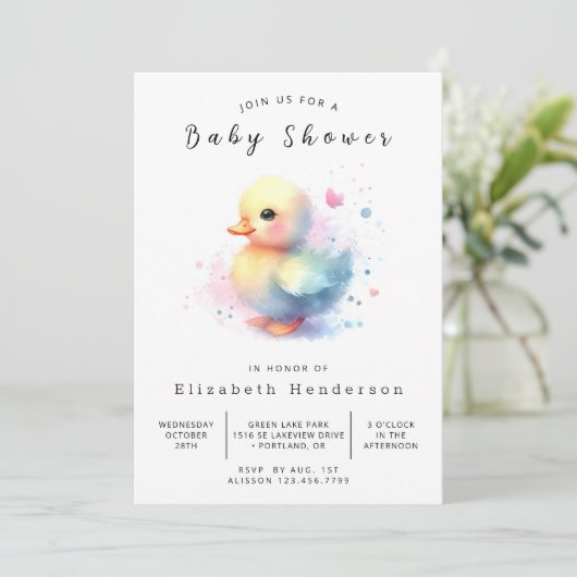 Leuke online Duck Baby shower Kaart (Staand voorkant)