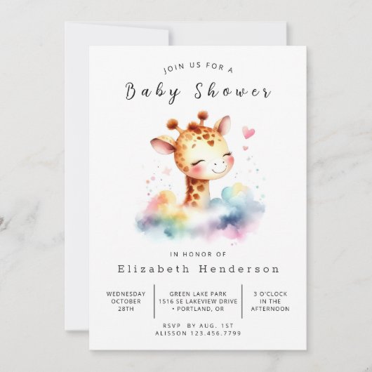 Leuke online Giraffe Baby shower Kaart (Voorkant)