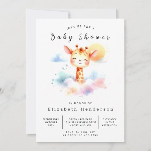 Leuke online Giraffe Baby shower Kaart (Voorkant)
