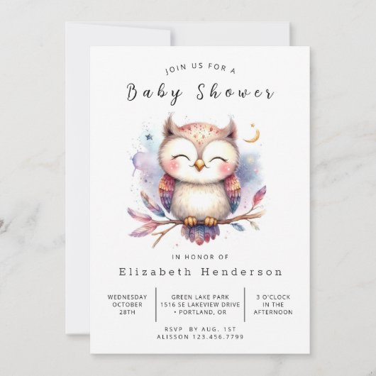 Leuke online uil Baby shower Kaart (Voorkant)
