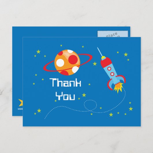 Leuke ontploffing uit ruimteschip jongens dank je  briefkaart (Voorkant / Achterkant)