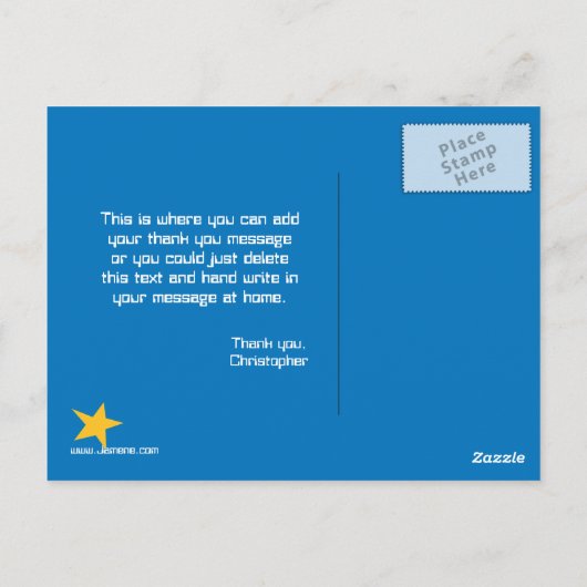 Leuke ontploffing uit ruimteschip jongens dank je briefkaart (Achterkant)