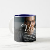 Leuke Oom, Funcle Definitie Modern Script Foto Tweekleurige Koffiemok (Voorkant links)