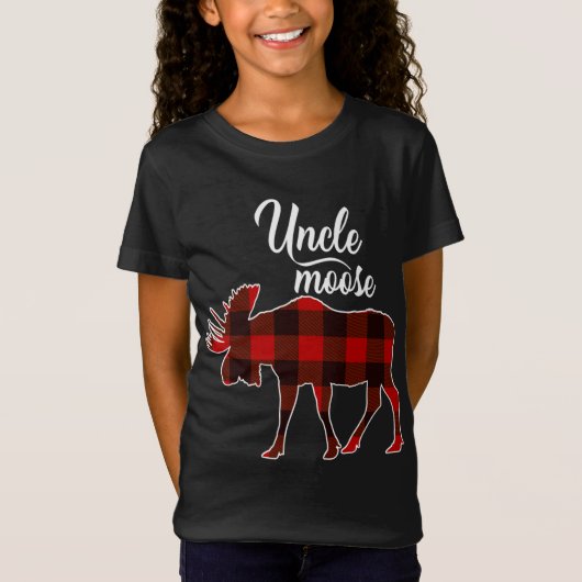 Leuke Oom Moose Rood Plaid Kerstmis Bijpassende Pa T-shirt (Voorkant)
