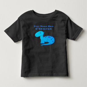 Leuke op maat gemaakte blauwe dinosaurus met de na kinder shirts