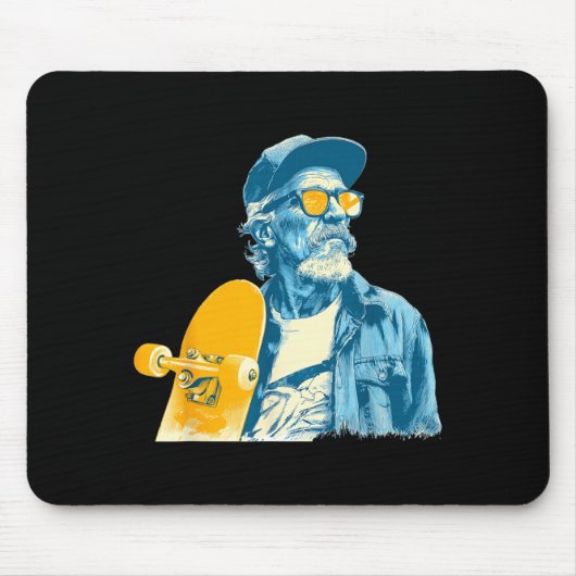 Leuke opa-skateboardkleuren grafisch muismat (Voorkant)
