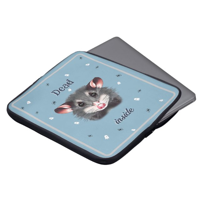 Leuke Opossum Dead Inside met geesten en schedels Laptop Sleeve (Voorkant top)