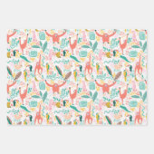 Leuke orang-oetan, banaan en roze tropische blader inpakpapier vel (Voorkant)