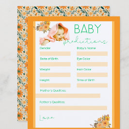 Leuke oranje Bloemen baby shower Voorspelling Game