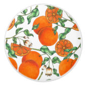 Leuke Oranje Citrus Fruit Waterverf Keramische Knop (Voorkant)