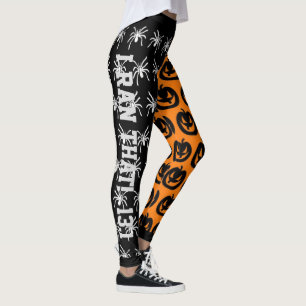 Leuke oranje en zwarte spinnen en pompoenen leggings