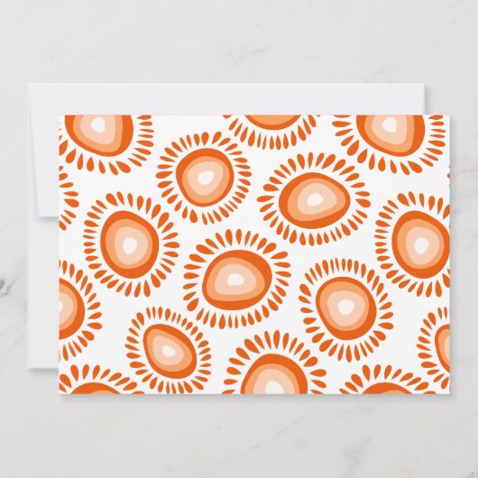 Leuke oranje funky bloemen huwelijksuitnodiging kaart (Achterkant)