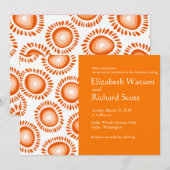 Leuke oranje funky bloemen huwelijksuitnodiging kaart (Voorkant / Achterkant)