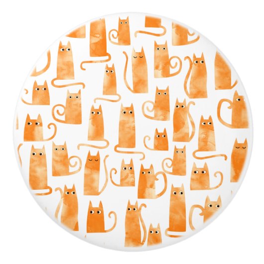 Leuke Oranje Ginger Cat Keramische Knop (Voorkant)