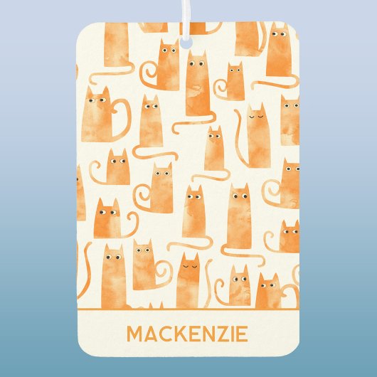 Leuke Oranje Ginger Cat Pattern Gepersonaliseerd Luchtverfrisser