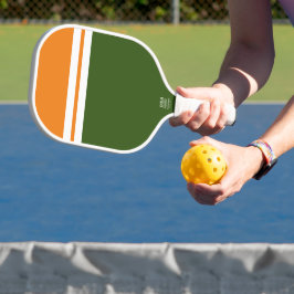 Leuke Oranje Groen Kleurblok Witte Racing Stripes Pickleball Paddle