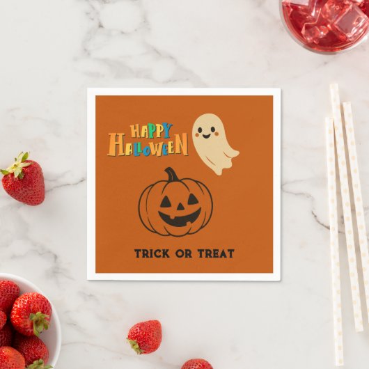 Leuke oranje Halloween kinder Ghost & Pumpkin Part Servet (Insitu)